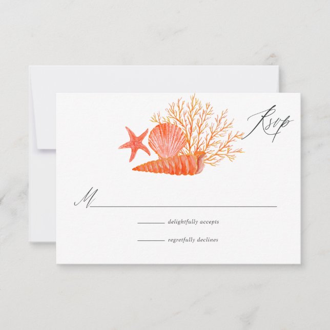Vattentärsfärgning Living Coral Beach Wedding OSA Kort (Framsida)