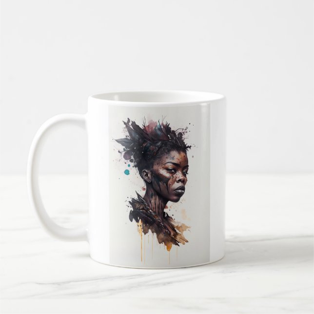 Vattentärsfärgning, vackra afrikanska stamkvinnor kaffemugg (Vänster)