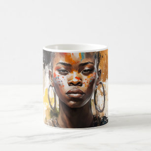 Vattentärsfärgning, vackra afrikanska stamkvinnor kaffemugg