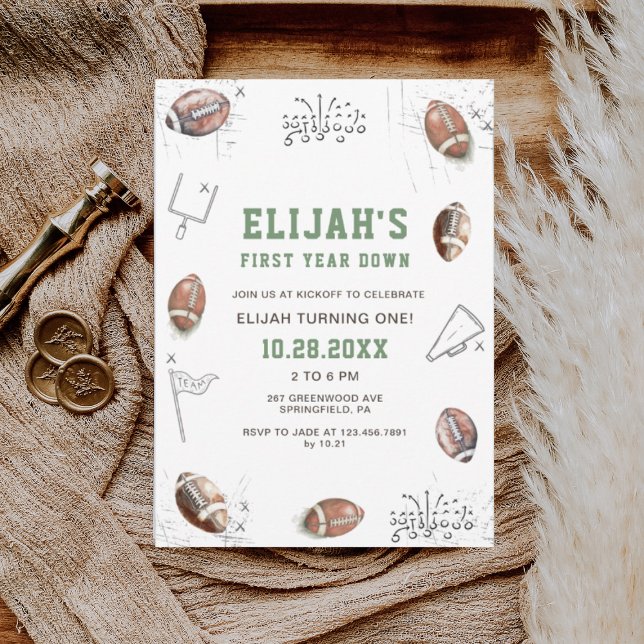 Vattentärsfotboll - första året ner på födelsedage inbjudningar (Skapare uppladdad)