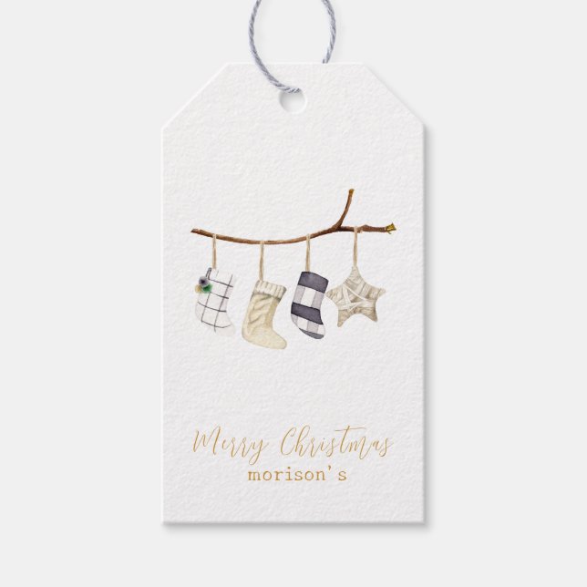 Vattentärssockor för julklackor presentetikett (Framsidan)