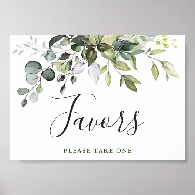 Vattentärssymbol Eucalyptus Greenery Wedor Favor S Poster (Framsidan)