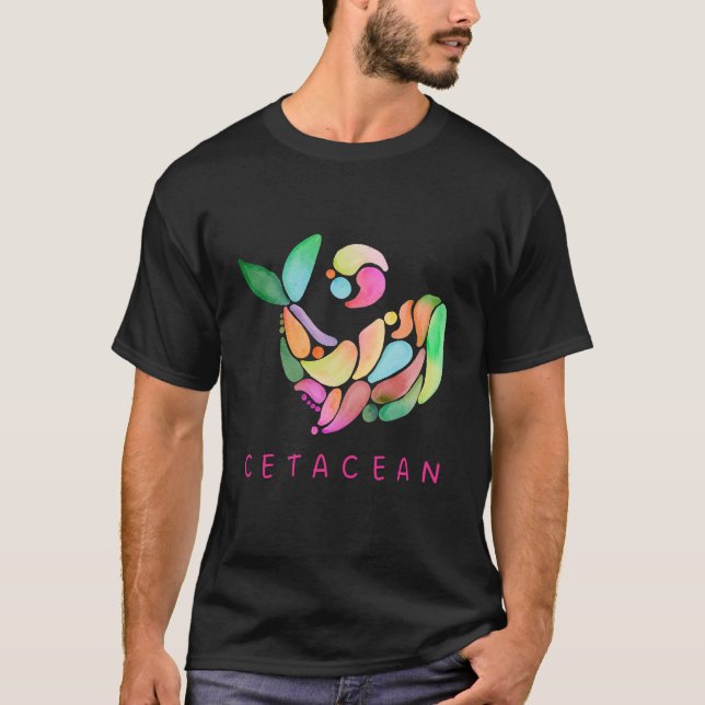 Vattentärsval av cetacean Geometric Abstrakt T Shirt (Framsida)