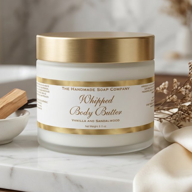 Vattentät etikett för body butter-burkar, vit och  (Skapare uppladdad)