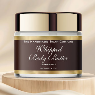 Vattentät etikett för body butterburk Brun & Guld