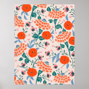 vattentäta blommor mönster poster