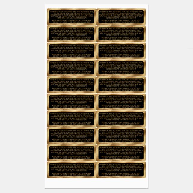 vattentäta ingredienser etikett svart guld-rektang (Ark)