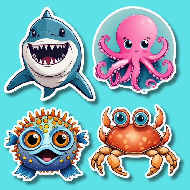 Vattentäta vattentäta Ocean Life Set Klistermärken (Skapare uppladdad)