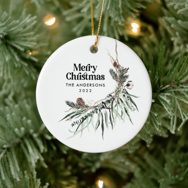 Vattentäthet i modern elegant, botanisk julgransprydnad keramik (Träd)