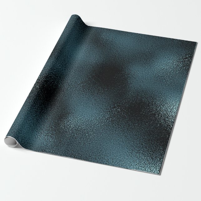 Vattentatjungle Teal Blue Black Glass Shiny Presentpapper (Utrullad)
