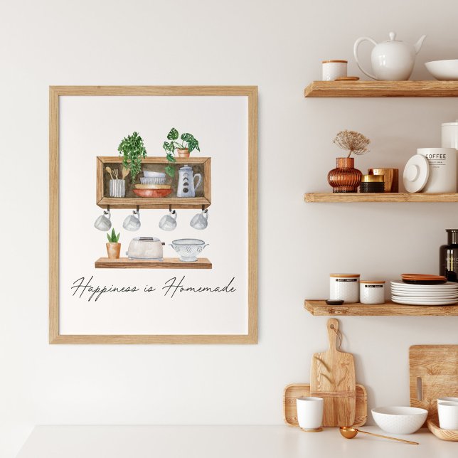 Vattentfärg Kitchen Boho Cooking Quote Poster (In situ)