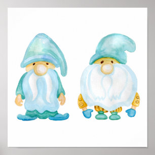 Vattentfärg målat Garden Gnomes Poster