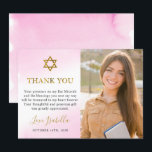 Vattentfärg Pastel Rosa Guld Bat mitzvah foto Tack Kort<br><div class="desc">Vattentärsfärg Pastel Rosa Guld Bat mitzvah Foto - tackkort</div>