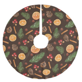 Vattentfärg: Rustic Botanical Mönster jul Julgransmatta Borstad Polyester