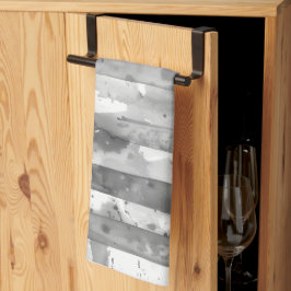 Vattentfärg, svart och vit, randig kökshandduk