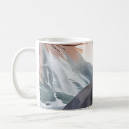 Vattentfärg, svart och vitt fluffy-katt av naturen kaffemugg