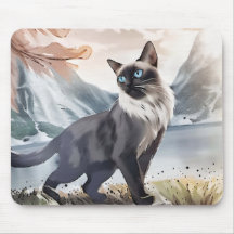 Vattentfärg, svart och vitt fluffy-katt av naturen