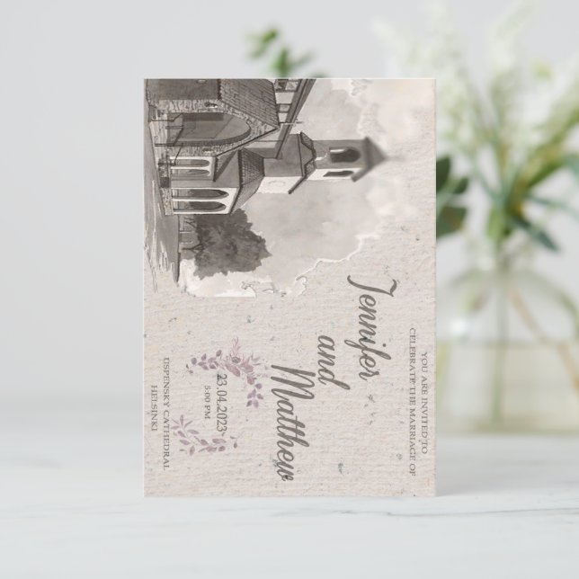 Vattentfärgsmålning för bröllopsinbjudan inbjudningar (Stående Fram)