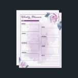 Vattentfärgsprogram för Lila Blommigt varje vecka<br><div class="desc">Håll dig organiserad och inspirerad med vår Watercolor Lila Blommigt Weekly Planner-mall. Perfekt för att planera din vecka i stil med vackra blommigtar.</div>