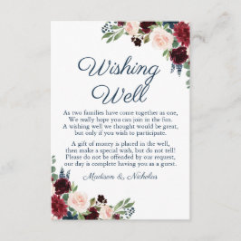 Vattentjänstkort för marsala Blommigt Bröllop Tilläggskort
