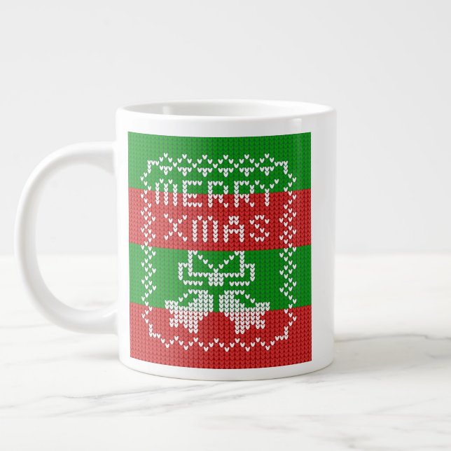Vattentråd av mönster jingle klockor God jul Jumbo Mugg (Vänster)