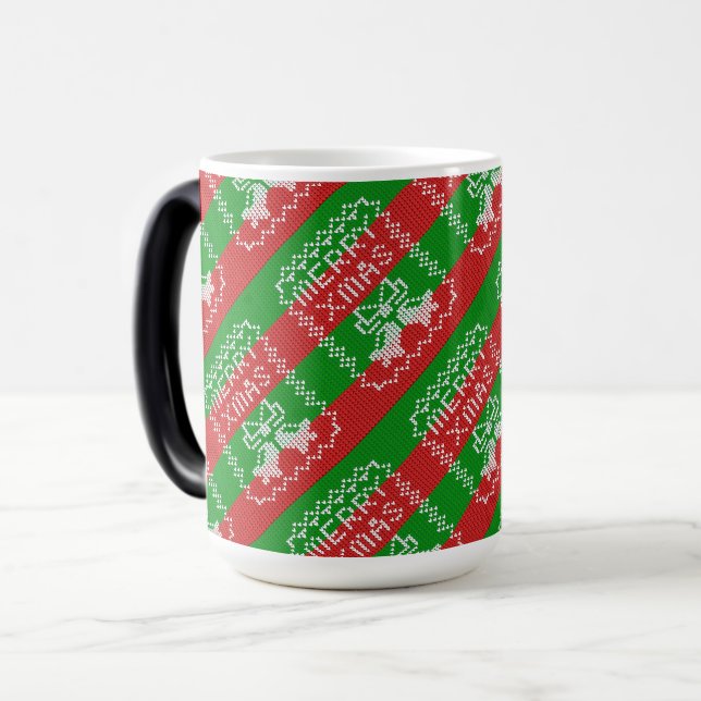 Vattentråd av mönster jingle klockor God jul Magisk Mugg (Framsida vänster)