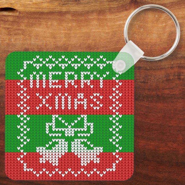 Vattentråd av mönster jingle klockor God jul Nyckelring (Baksida)