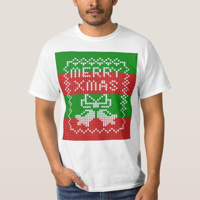 Vattentråd av mönster jingle klockor God jul T Shirt (Framsida)