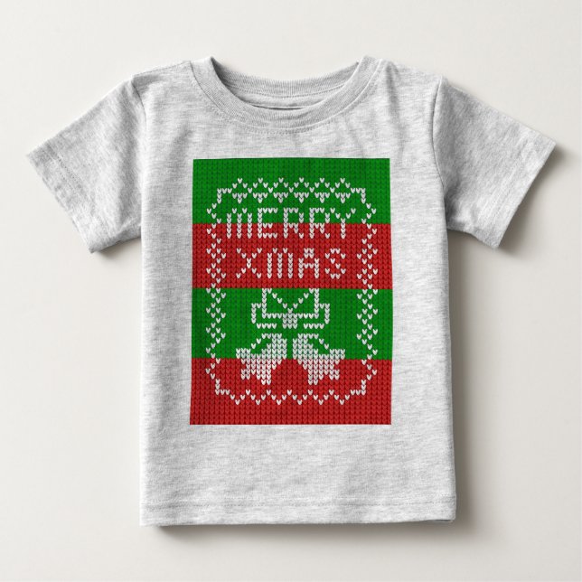Vattentråd av mönster jingle klockor God jul T Shirt (Framsida)