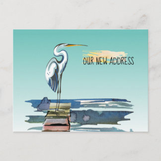 Vattentranskocka Underbar Blue Heron Aqua Ny adres Meddelande Vykort