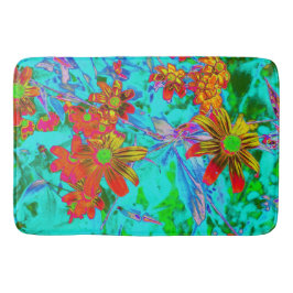 Vattentropiska med Gult- och Orange Flowers Badrumsmatta