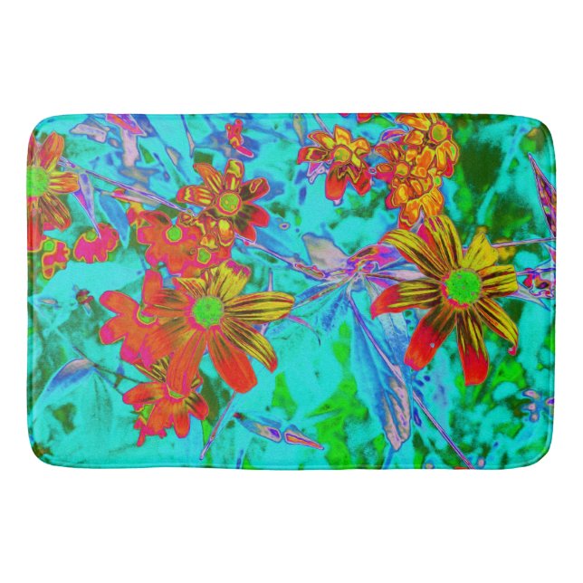 Vattentropiska med Gult- och Orange Flowers Badrumsmatta (Framsidan)