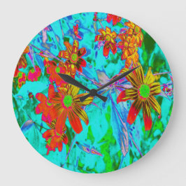 Vattentropiska med Gult- och Orange Flowers Stor Klocka