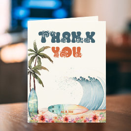 Vattenvåg Surf Födelsedagsfest Tack Kort