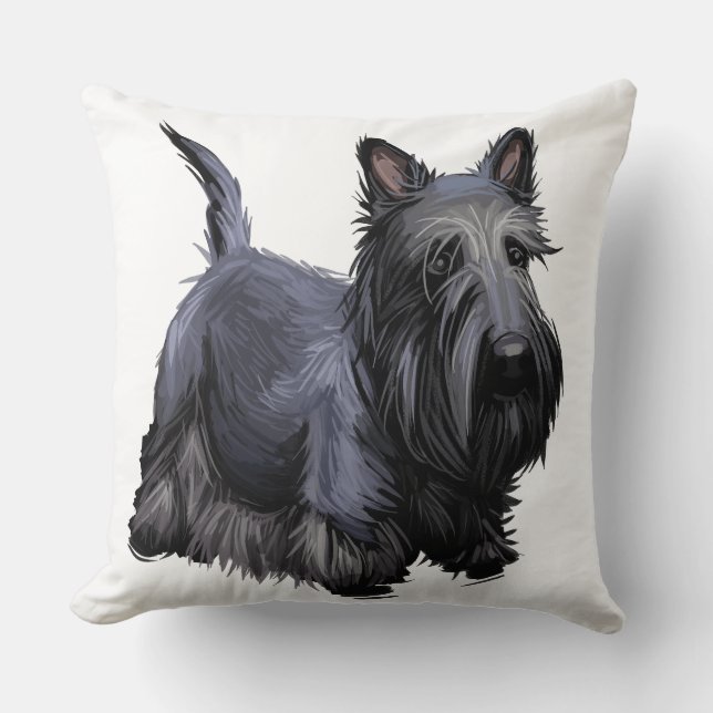 VATTERCOLOR BLACK SCOTTISH TERRIER HUND KUDDE (Framsida)
