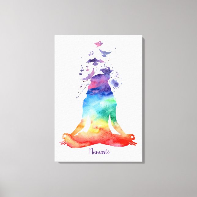 VATTERCOLOR NAMASTE LOTUS YOGA CANVAS (Framsida)