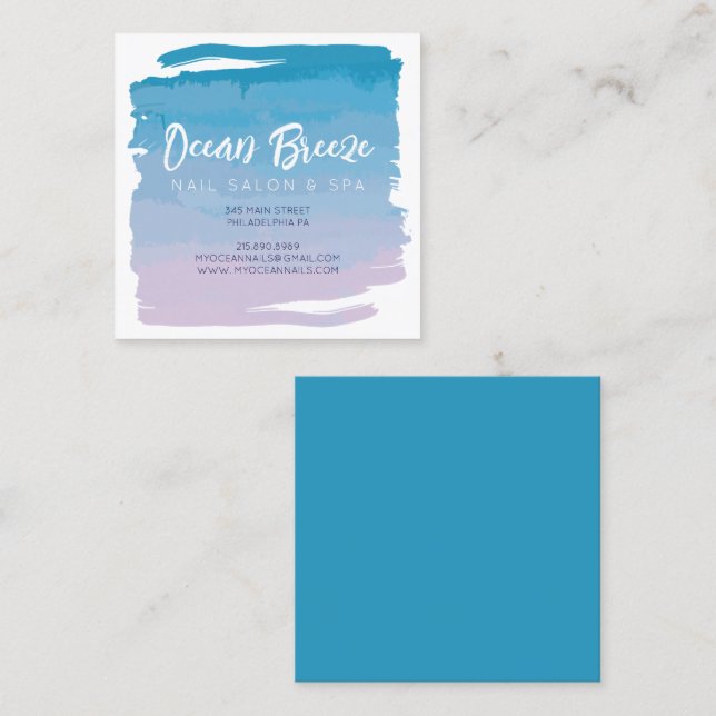 VATTERCOLOR OMBRE Business Company Card Fyrkantigt Visitkort (Fram/baksida)