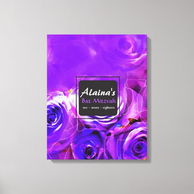 VATTERCOLOR RO Bat mitzvah minnesinloggningsbord Canvastryck (Framsida)