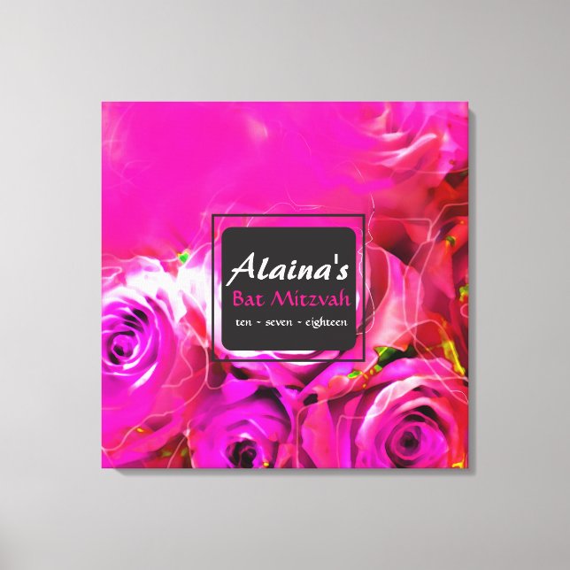 VATTERCOLOR RO Bat mitzvah minnesinloggningsbord Canvastryck (Framsida)