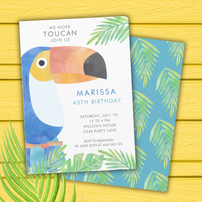 VATTERCOLOR TOUCAN BIRTHDAY INBJUDNINGAR (Skapare uppladdad)