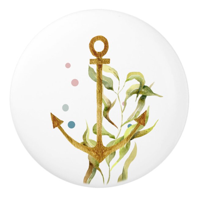 VATTERFÄRGER FRAKTASER ANCHOR ART COASTAL VACATION KNOPP (Framsidan)