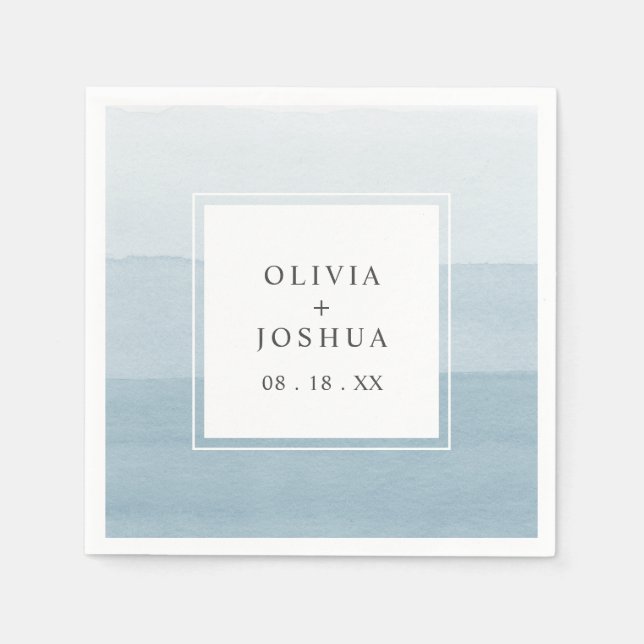 Vattfärg Blue Bröllop Pappersservett (Framsidan)