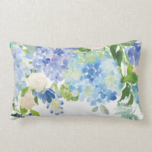 Vattfärg Blue Hydrangea Flower Dekorativ kudde