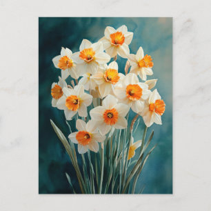 Vattfärg Daffodils - bakgrunden Vykort