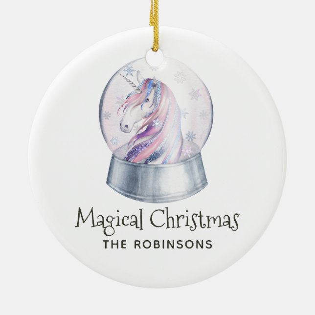 Vattfärg Glitter Unicorn jul Julgransprydnad Keramik (Baksidan)