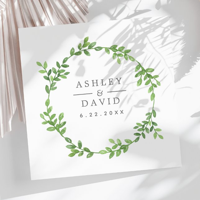 Vattfärg Greenery Blommigt Eucalyptus Bröllop Pappersservett (Skapare uppladdad)
