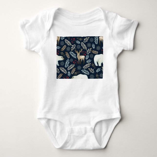 Vattfärg Hjort Bear Hand plockade T Shirt (Framsida)