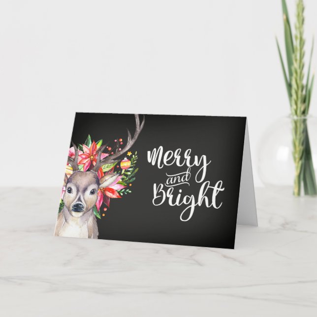 Vattfärg, Hjort, julkort Helgkort (Framsida)