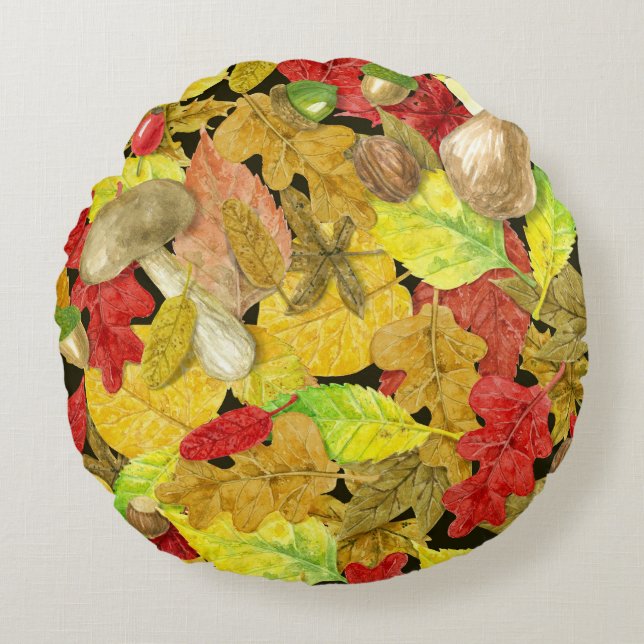Vattfärg hösten mönster rund kudde (Framsidan)