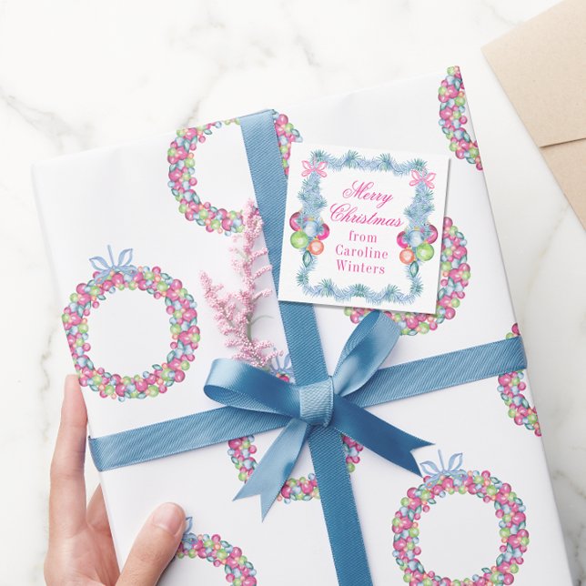 Vattfärg Jul Färgfull Tinsel Baubles Anteckningskort (Skapare uppladdad)